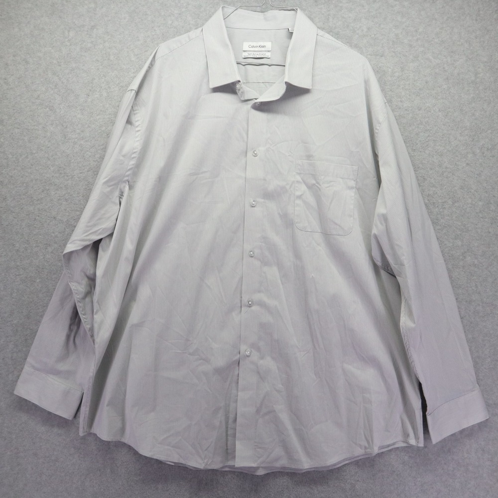 Calvin Klein Shirt Mens 2XL XXL 18-18.5 34/35 Tech Active Button Up Long‎ Sleeve